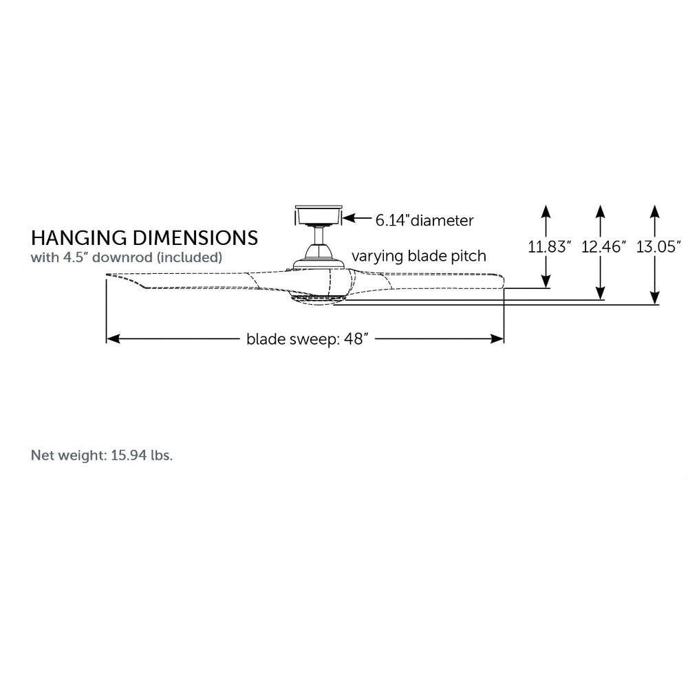 Fanimation Fans FPD8530MW-48WE Wrap Custom - 3 Blade Ceiling Fan-12.46 Inches Tall and 48 Inches Wide, Finish Color: Matte White, Blade Color: Weathered Wood - Image 3