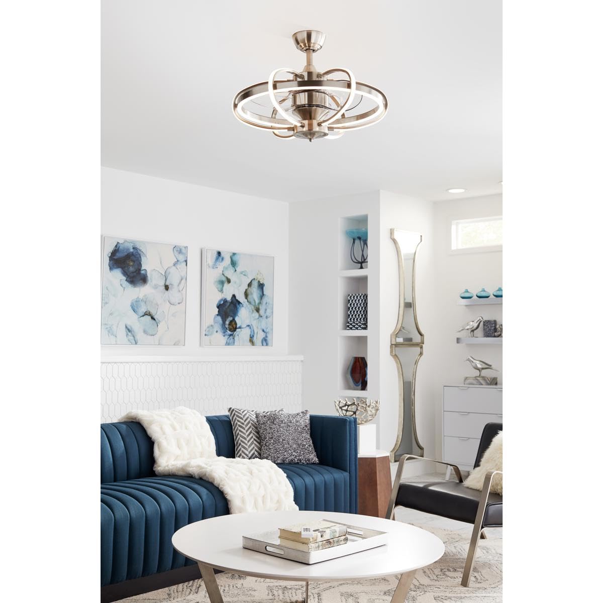 Fanimation Obvi 22 inch Indoor Ceiling Fan with LED Light Kit - Brushed Nickel with Clear Blades - Image 3