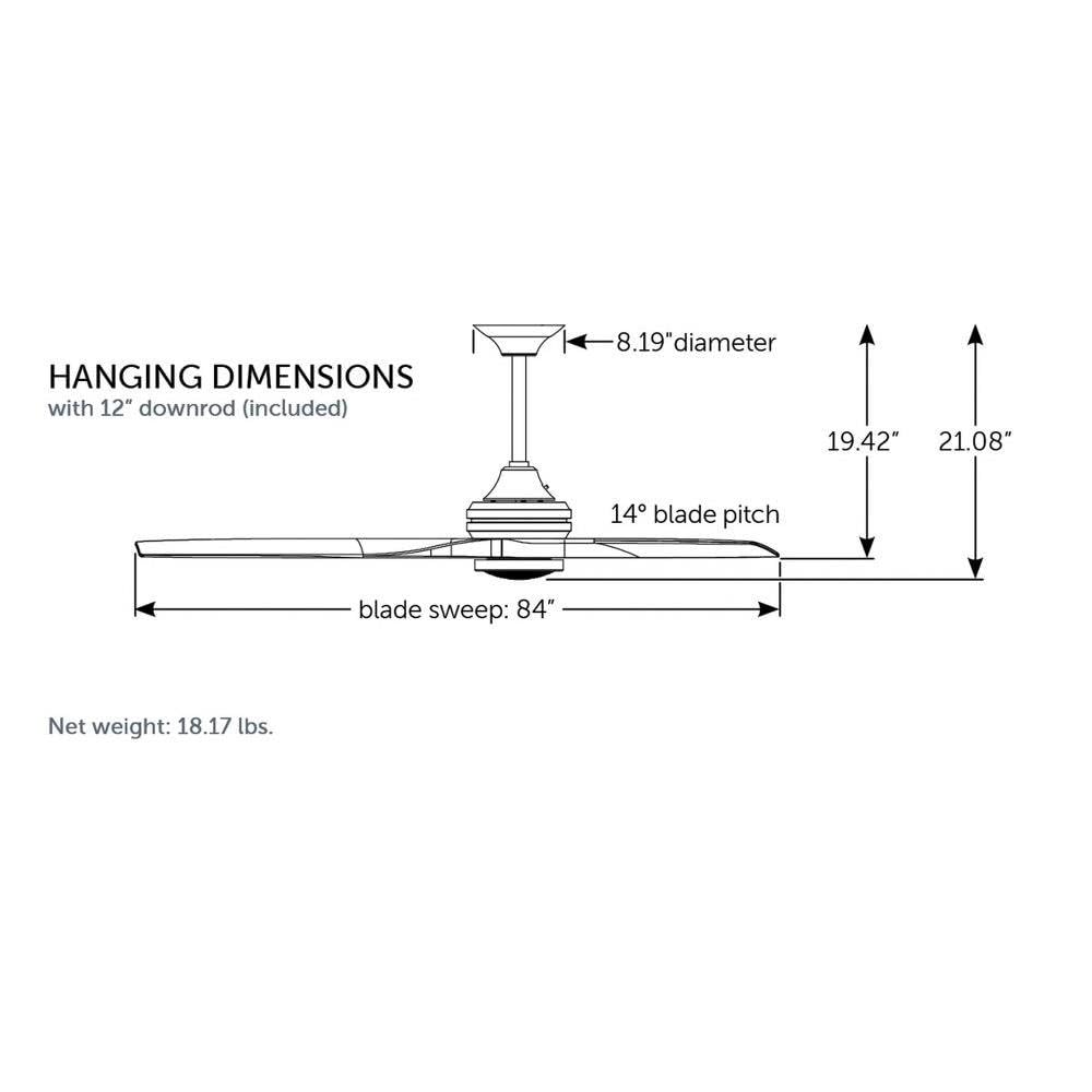 Fanimation Spitfire DC Custom 64 inch Flush Indoor/Outdoor Ceiling Fan with LED CCT Select Light Kit - Antique Graphite with Black blades - Image 3